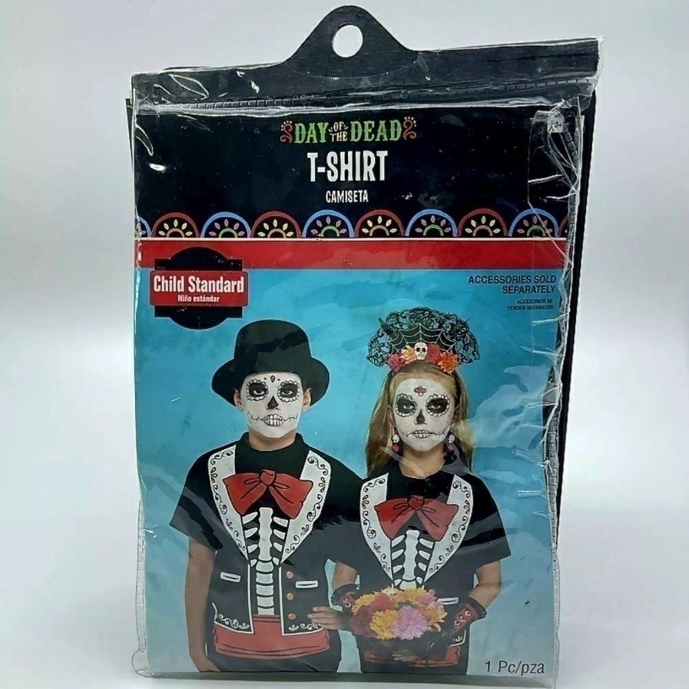 NWT Day of the Dead T-Shirt Child Standard Sz Skeleton Halloween Costume Unisex
